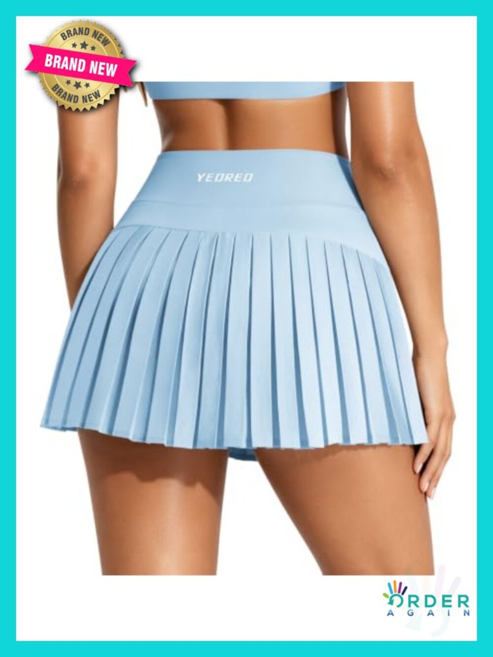 Pleated Tennis Skirt with Built-in Shorts & Pockets 2-in-1 A-Line Skort High